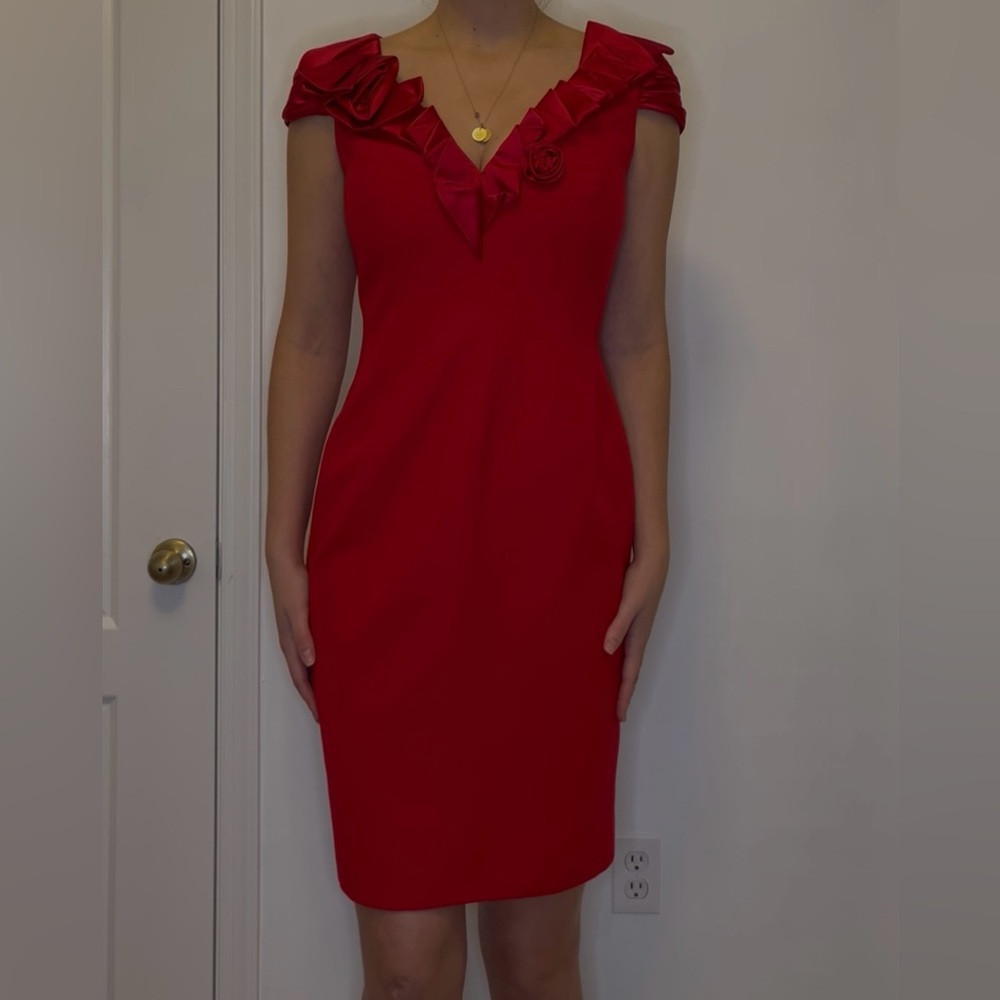 Carmen Marc Valvo Red Midi Dress